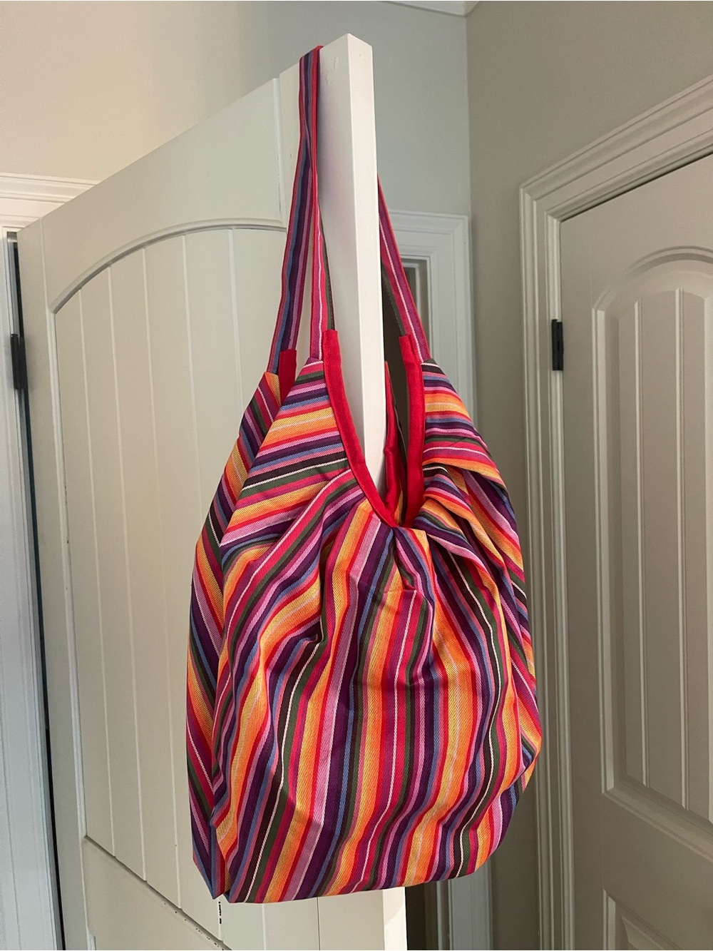 Colorful Striped Women’s Shoulder Bag - Vibrant Multicolor